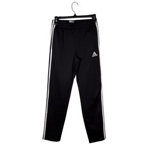 Adidas Kids Black Track Pants White Stripe Athletic Joggers L (14/16)